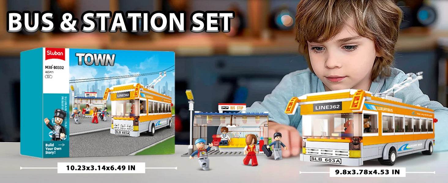 457PCS City Bus Building Blocks Tram Bus Station Model Set - ToylandEU