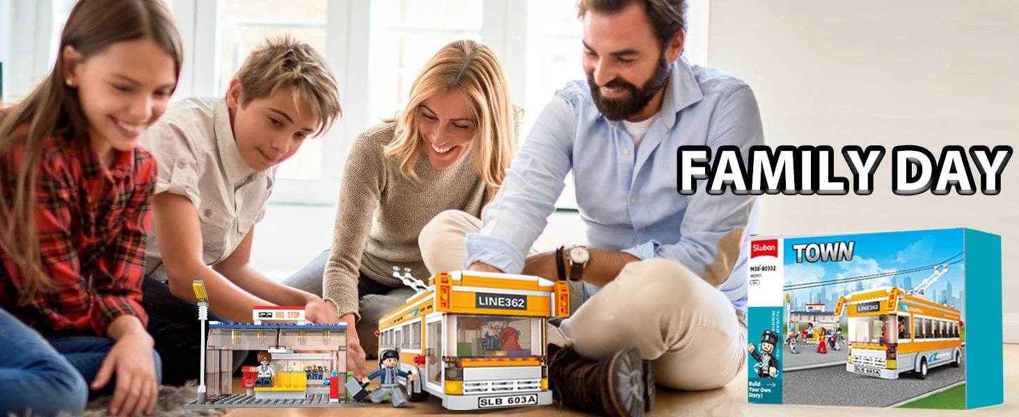 457PCS City Bus Building Blocks Tram Bus Station Model Set - ToylandEU