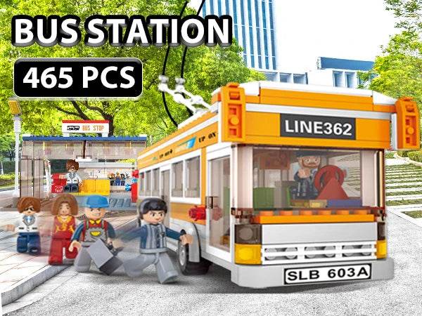 457PCS City Bus Building Blocks Tram Bus Station Model Set - ToylandEU