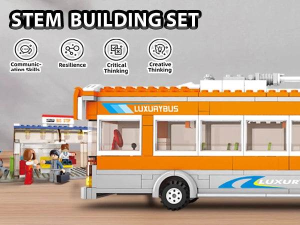 457PCS City Bus Building Blocks Tram Bus Station Model Set - ToylandEU