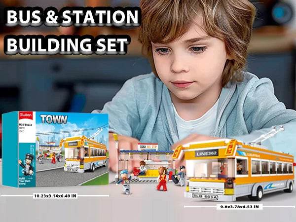 457PCS City Bus Building Blocks Tram Bus Station Model Set - ToylandEU