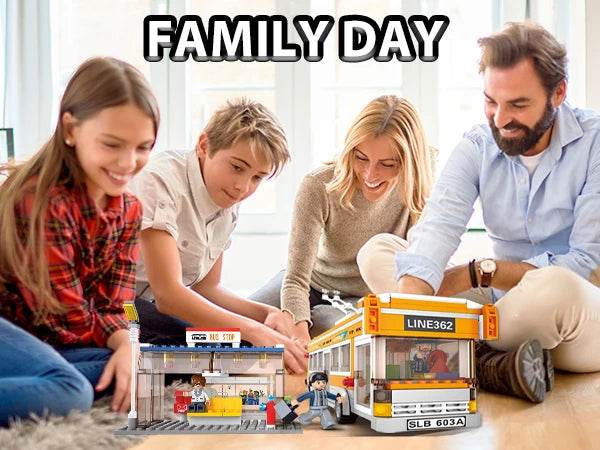 457PCS City Bus Building Blocks Tram Bus Station Model Set - ToylandEU
