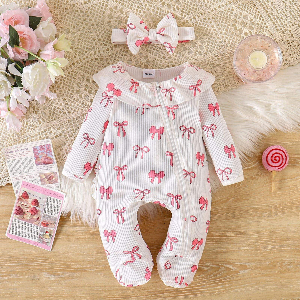 Baby Long-Sleeve One-Piece Romper | Solid, Cartoon And Floral Patterns