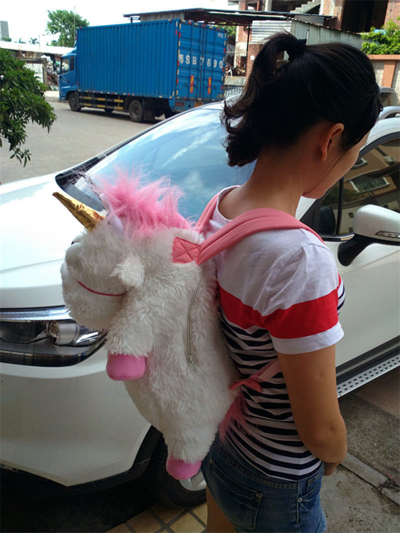 Fluffy Unicorn Plush Backpack Bag - 45cm and 60cm Sizes - ToylandEU