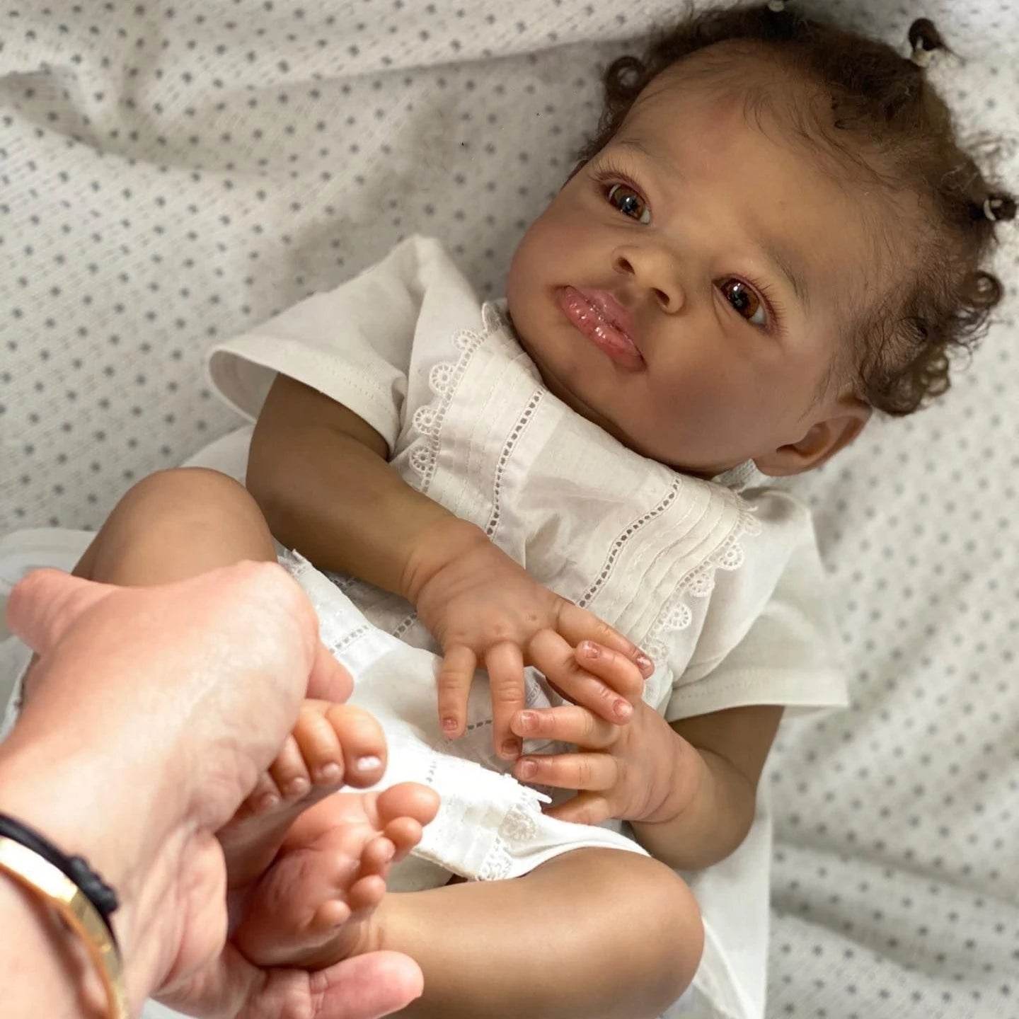 45cm Handmade Lanny Bebe Reborn 3D Painted Black Skin Lifelike Real Newborn Baby Dolls muñecas reborn reales para niñas - ToylandEU