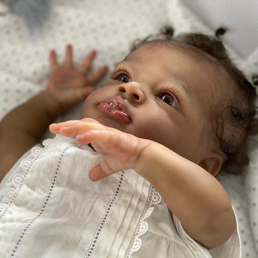 45cm Handmade Lanny Bebe Reborn 3D Painted Black Skin Lifelike Real Newborn Baby Dolls muñecas reborn reales para niñas - ToylandEU