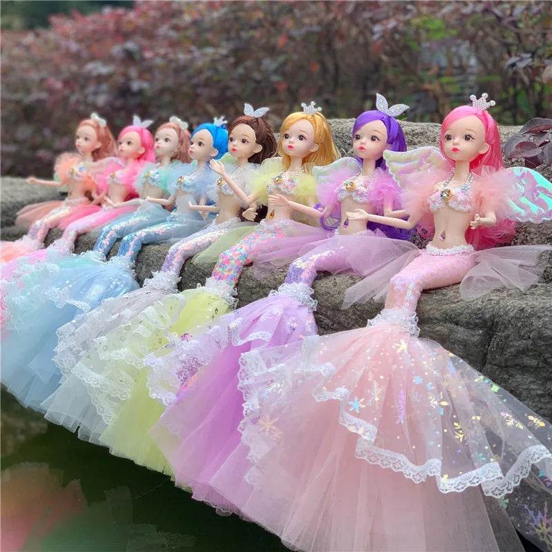 45cm Mermaid Doll Girl Toy Blue Eyes Princess Wedding Dress - ToylandEU