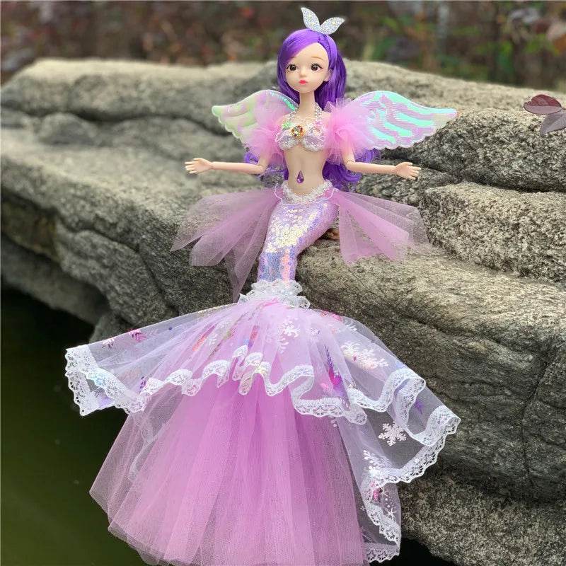 45cm Mermaid Doll Girl Toy Blue Eyes Princess Wedding Dress - ToylandEU