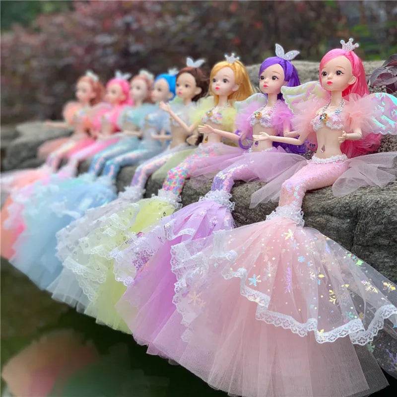 45cm Mermaid Doll Girl Toy Blue Eyes Princess Wedding Dress - ToylandEU