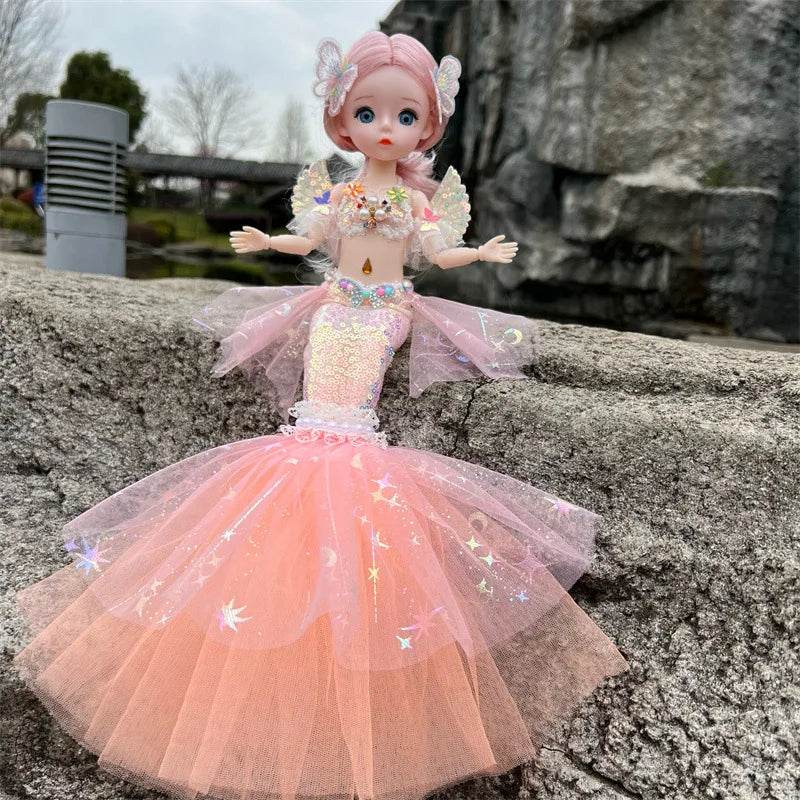 45cm Mermaid Doll Girl Toy Blue Eyes Princess Wedding Dress - ToylandEU