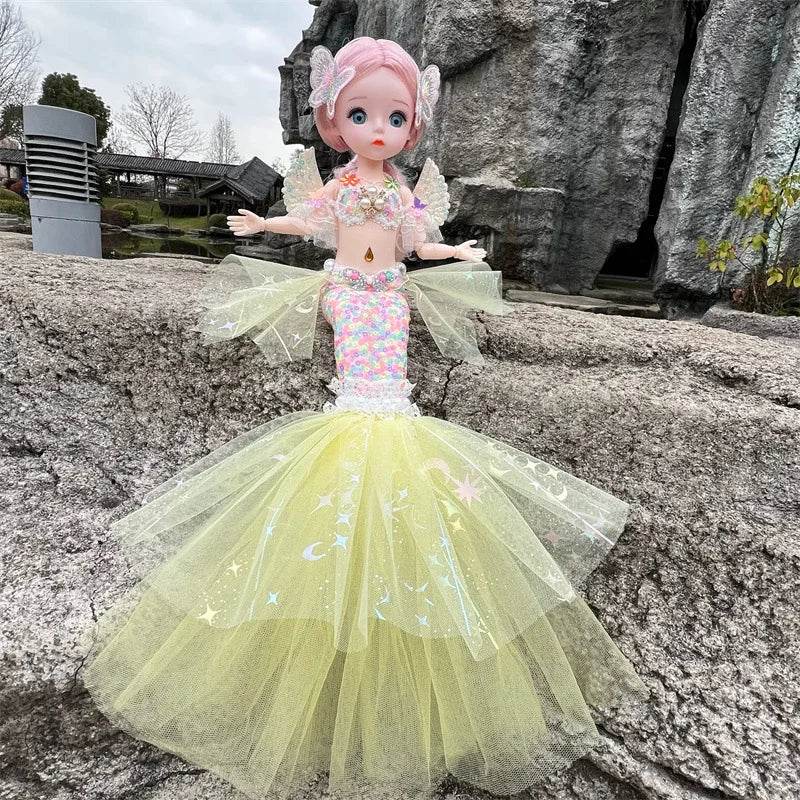 45cm Mermaid Doll Girl Toy Blue Eyes Princess Wedding Dress - ToylandEU