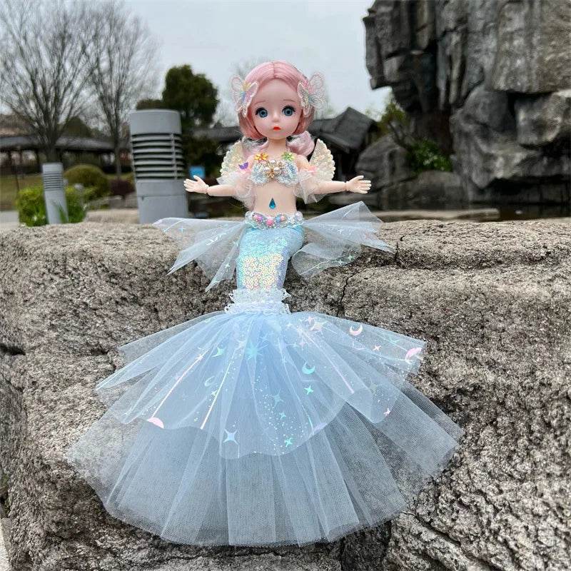 45cm Mermaid Doll Girl Toy Blue Eyes Princess Wedding Dress - ToylandEU