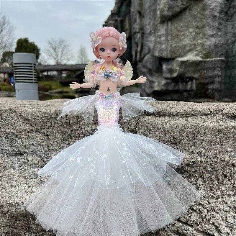 45cm Mermaid Doll Girl Toy Blue Eyes Princess Wedding Dress - ToylandEU