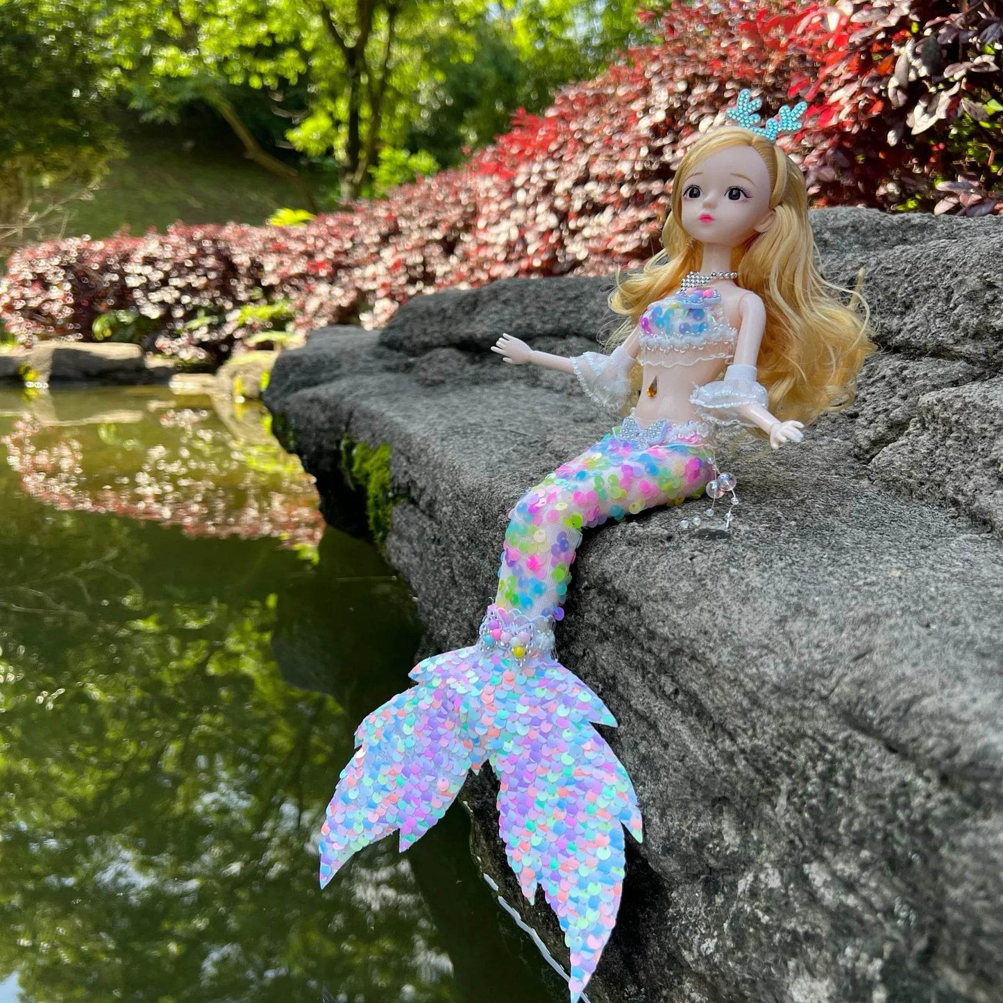 45cm Mermaid Doll Girl Toy Blue Eyes Princess Wedding Dress - ToylandEU