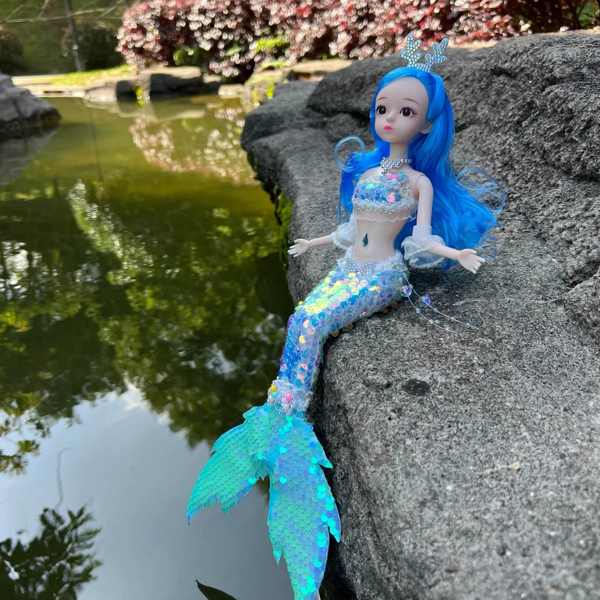45cm Mermaid Doll Girl Toy Blue Eyes Princess Wedding Dress - ToylandEU