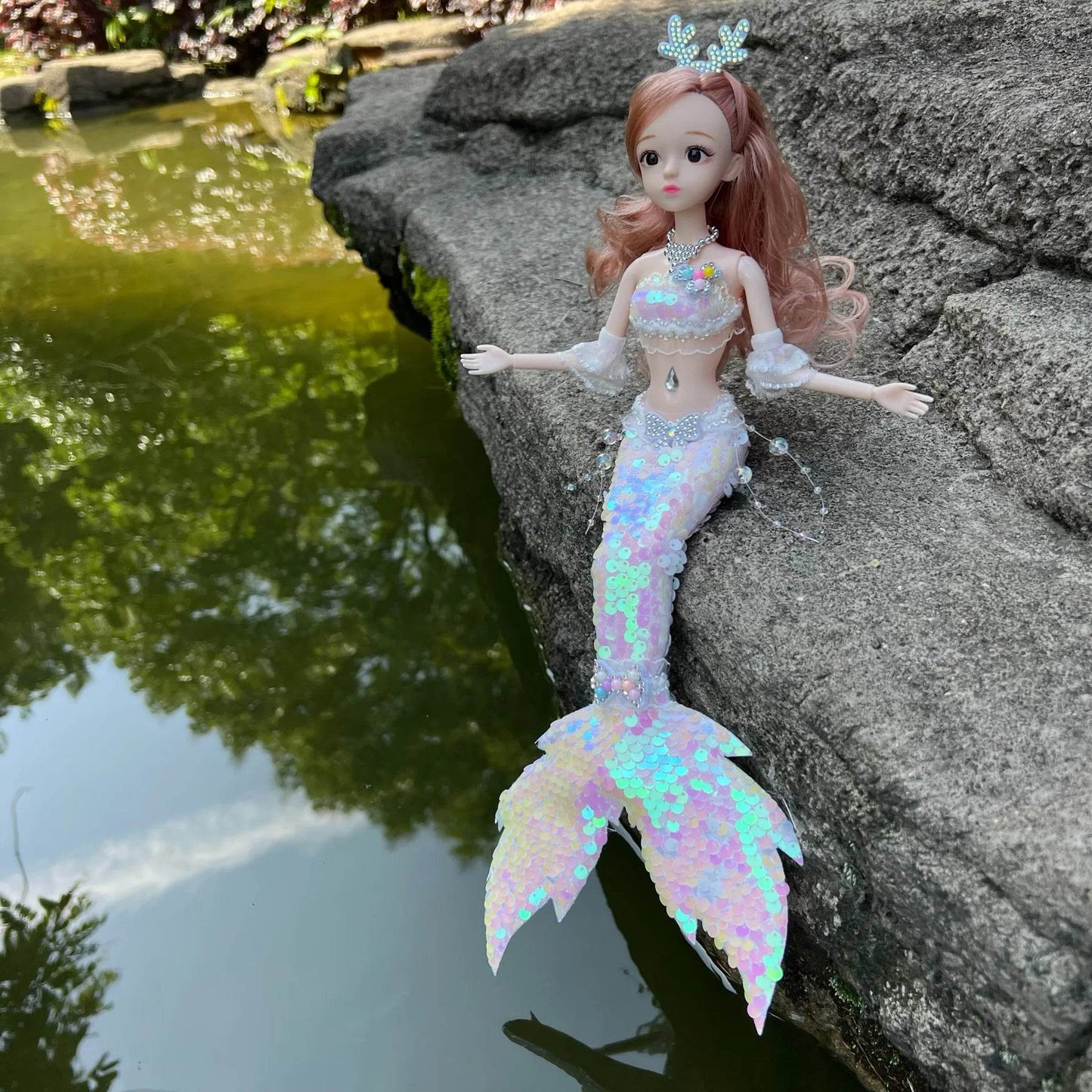 45cm Mermaid Doll Girl Toy Blue Eyes Princess Wedding Dress - ToylandEU