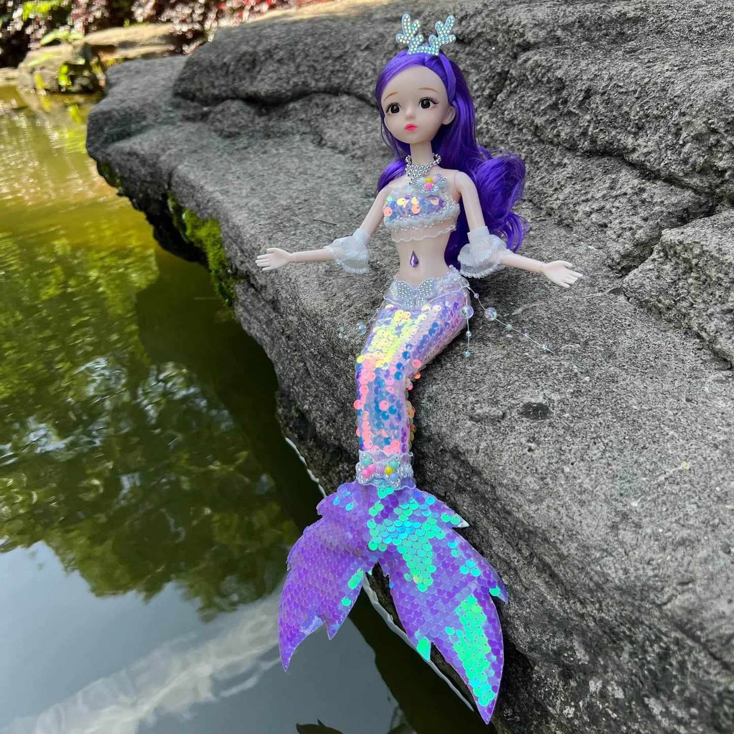 45cm Mermaid Doll Girl Toy Blue Eyes Princess Wedding Dress - ToylandEU