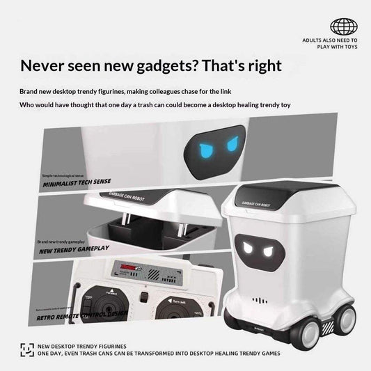 Desktop Remote-Controlled Mini Trash Can Robot | Plastic Product | Robotic Toys