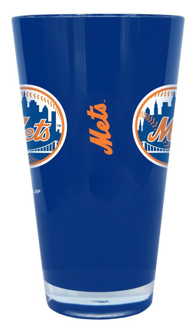 New York Mets Glass 20oz Pint Plastic Insulated CO