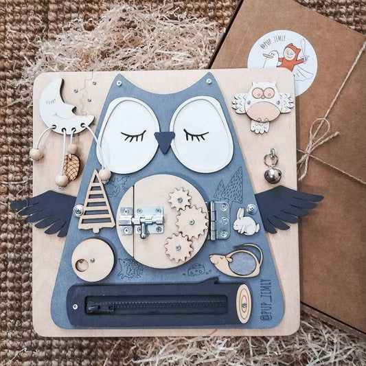 Montessori Wooden Puzzle | Interactive Unlock Toy | Cat And Owl Shapes