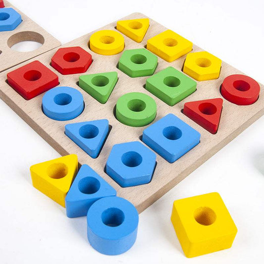 Wooden Geometric Pairing Blocks Game | Building Toys