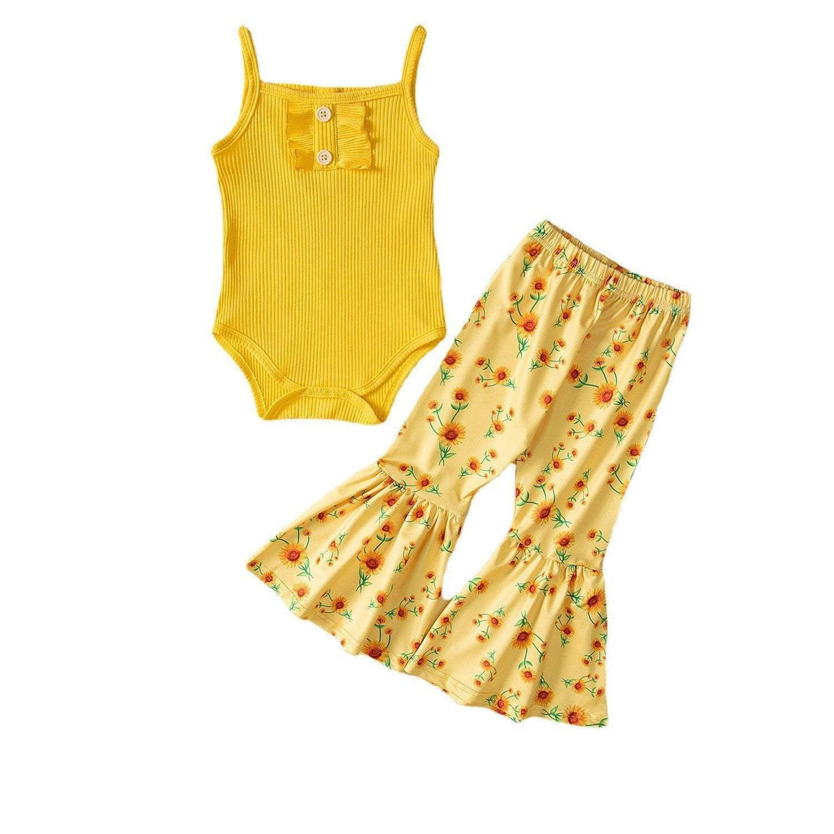 Girls' Summer Strap Set | Sleeveless With Long Pants
