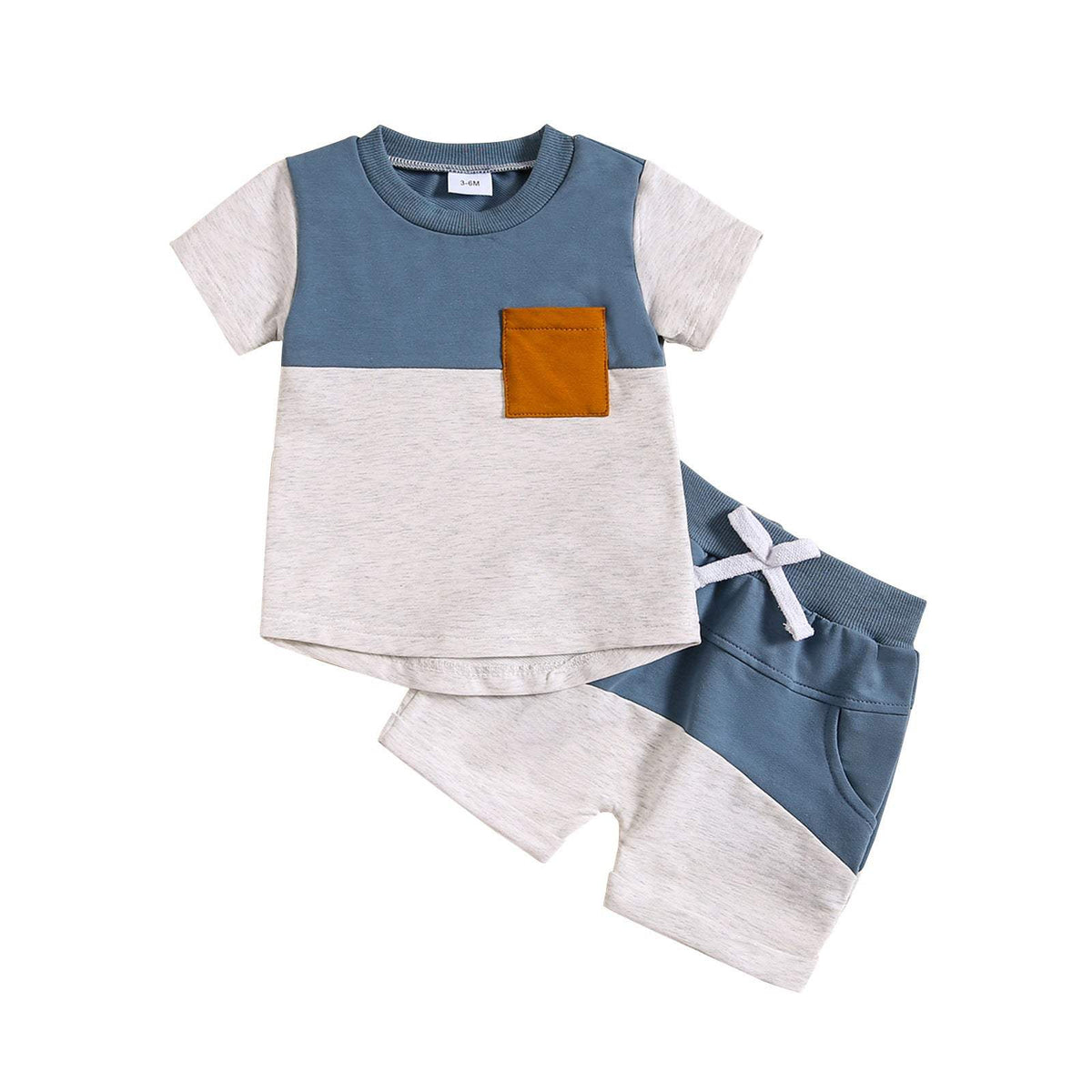 Boys' Color-Block Crew-Neck Short-Sleeve Suit | Army Green, Blue, Black