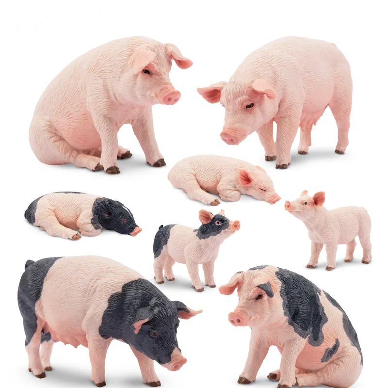 Pig Farm Animal Figures | 8 Pieces | PVC Material | Mini Size