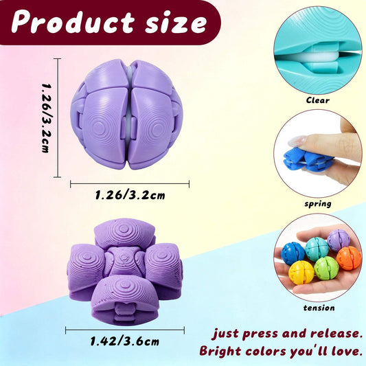 9-Piece 3D Printed Articulated Fidget Sphere Set | Colorful Folding Sensory Balls