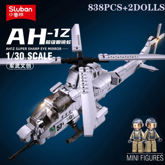 482PCS Air Force AH1Z Aircraft Helicopter Building Blocks - ToylandEU
