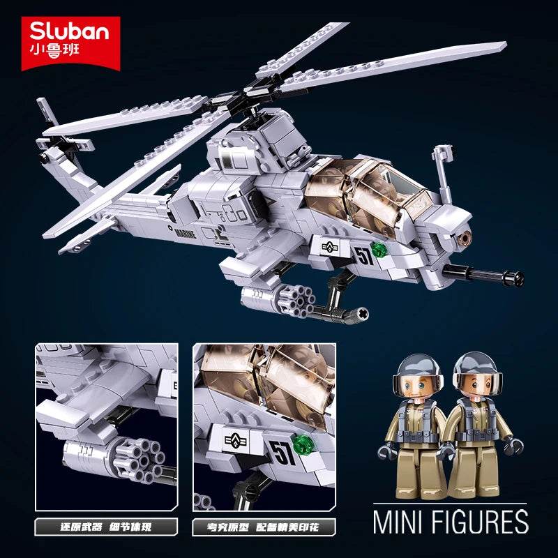 482PCS Air Force AH1Z Aircraft Helicopter Building Blocks - ToylandEU