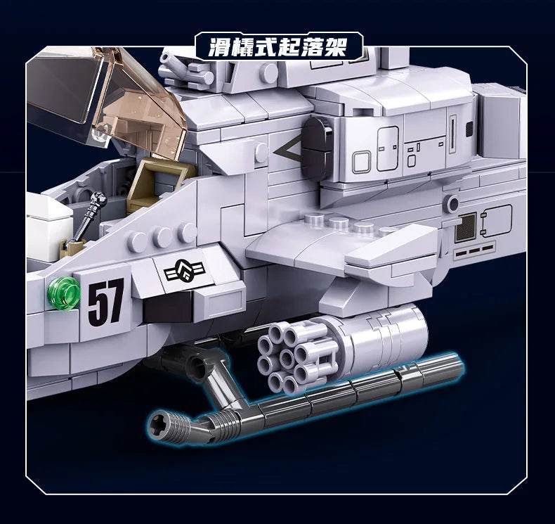 482PCS Air Force AH1Z Aircraft Helicopter Building Blocks - ToylandEU