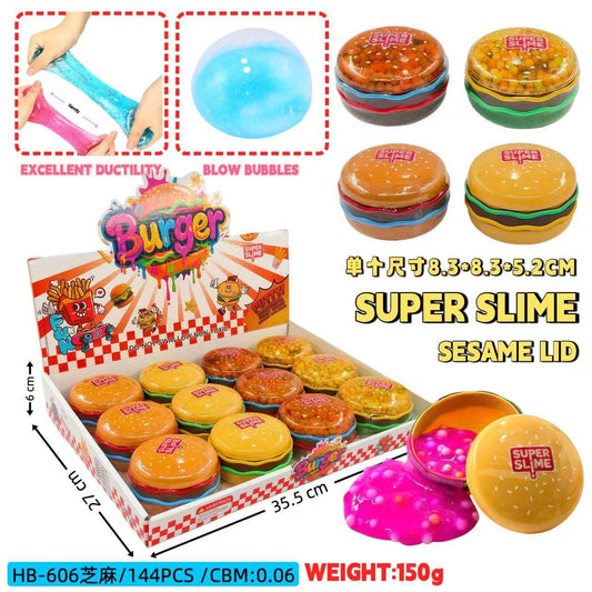 Burger Slime Toy | Colorful Foam Beads, DIY Sensory