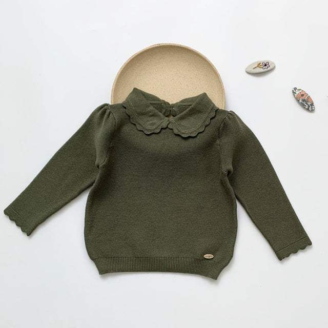 Girls' Lace Knit Pullover Sweater | Long Sleeve