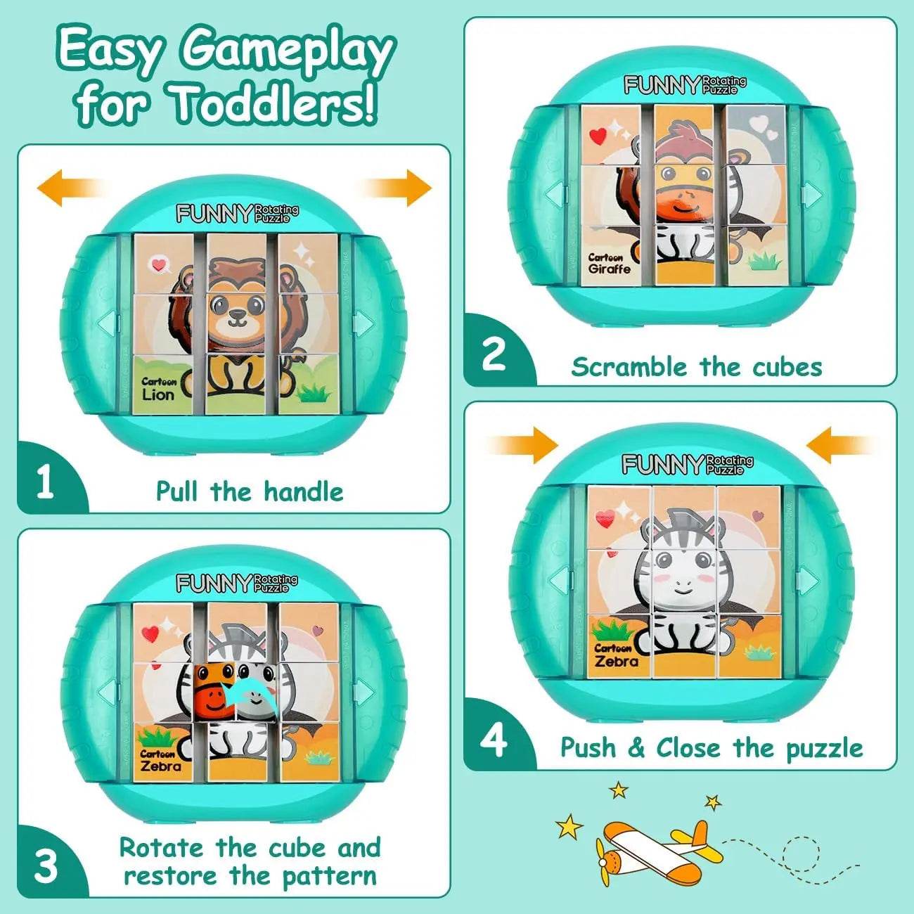 4IN1 Rotating Puzzle for Kids Fidget Toys 3 4 5 6 7 8 Year Old 4 Puzzles in 1 Fine Motor Skills Gift for Boys & Girls Ages 3+ - ToylandEU