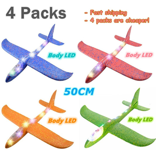 Foam Plane Kits Flying Glider Toy with LED Light - 4 Packs - ToylandEU