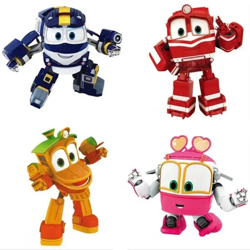  4Pcs Set Transforming Robot Train Figures 11–13 cm Deformation Train Car Action Toys For Children -  ToylandEU™