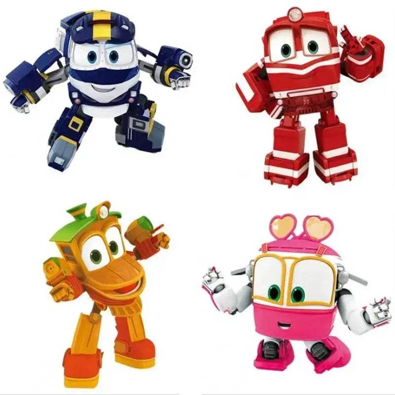 4Pcs Set Transforming Robot Train Figures 11–13 cm Deformation Train Car Action Toys For Children - ToylandEU