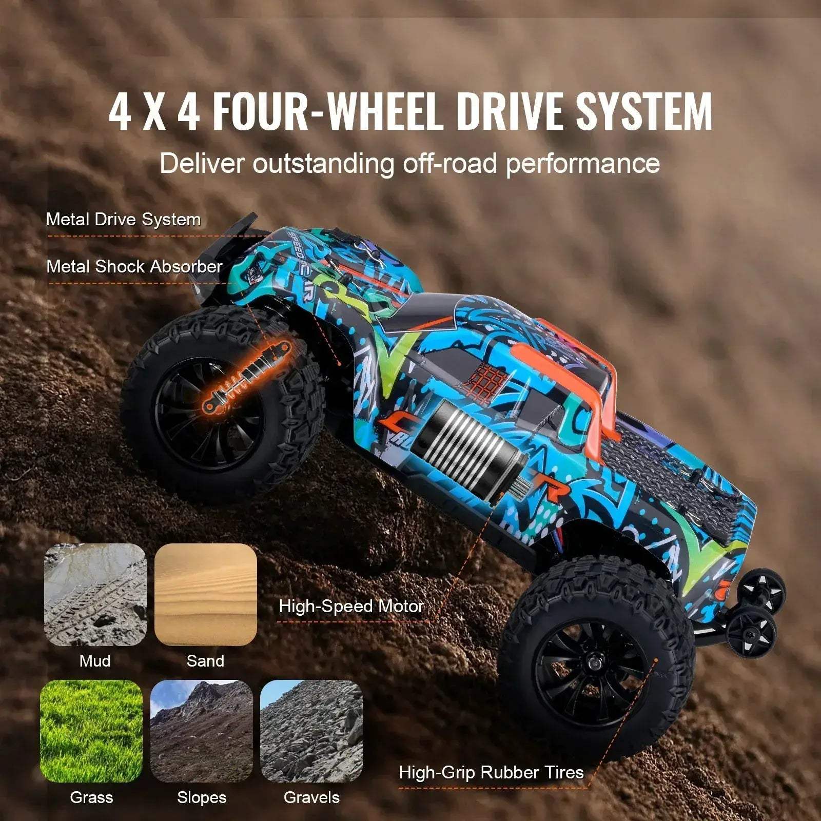 4WD RC Car with Adjustable Speed for Off-Road Adventure Play - ToylandEU