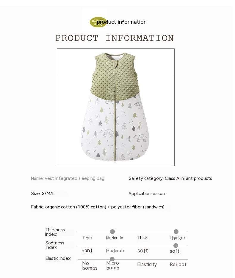 Newborn Pure Cotton Vest-Style Baby Sleeping Bag | Ages 0-1 | Vest Style Style