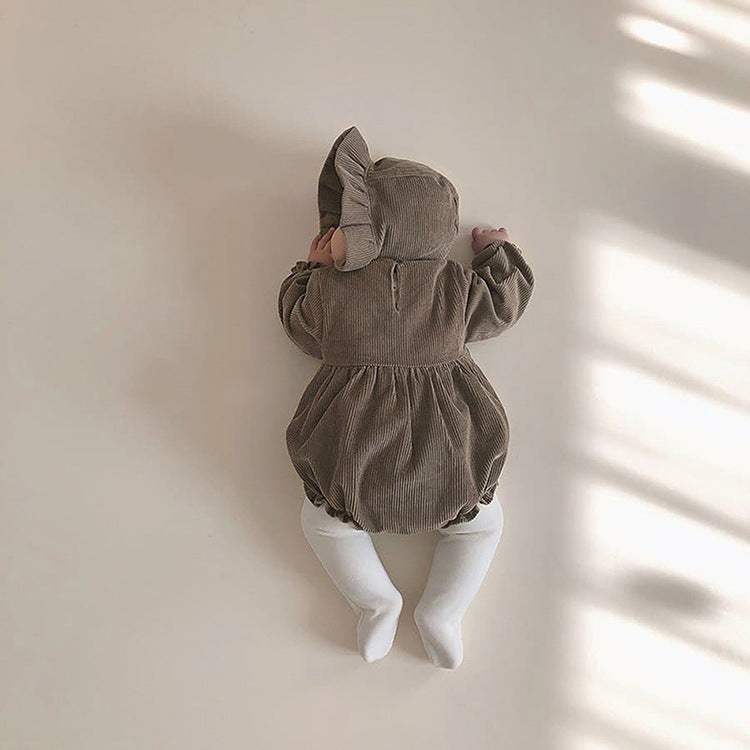 Kids' Corduroy Embroidered Long-Sleeve Romper Bodysuit | Cotton | Korean Style