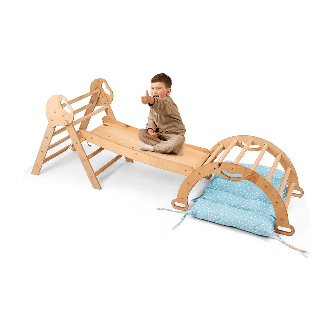 4in1 Montessori Climbing Set: Pikler Triangle, Arch, Slide Board, and Cushion for Toddlers (1–3 Years) - ToylandEU
