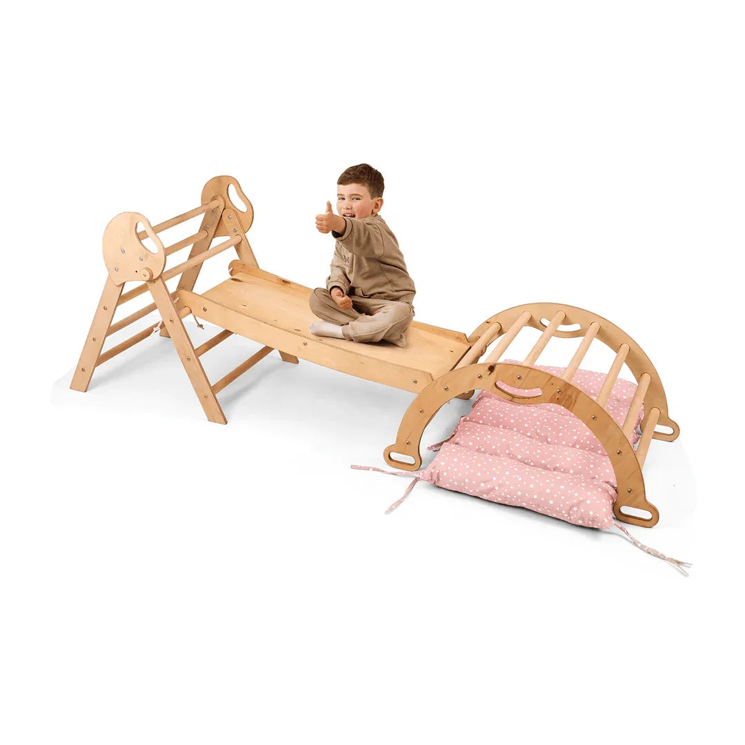 4in1 Montessori Climbing Set: Pikler Triangle, Arch, Slide Board, and Cushion for Toddlers (1–3 Years) - ToylandEU