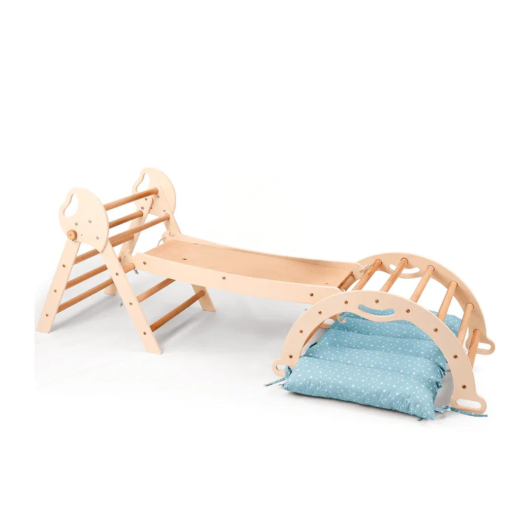 4in1 Montessori Climbing Set: Pikler Triangle, Arch, Slide Board, and Cushion for Toddlers (1–3 Years) - ToylandEU