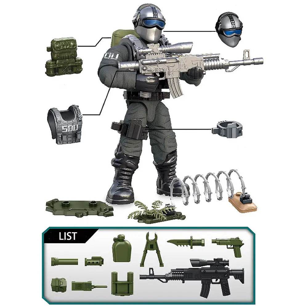 4pcs Set WW2 Army Military Soldiers SWAT Special Force Figures - ToylandEU