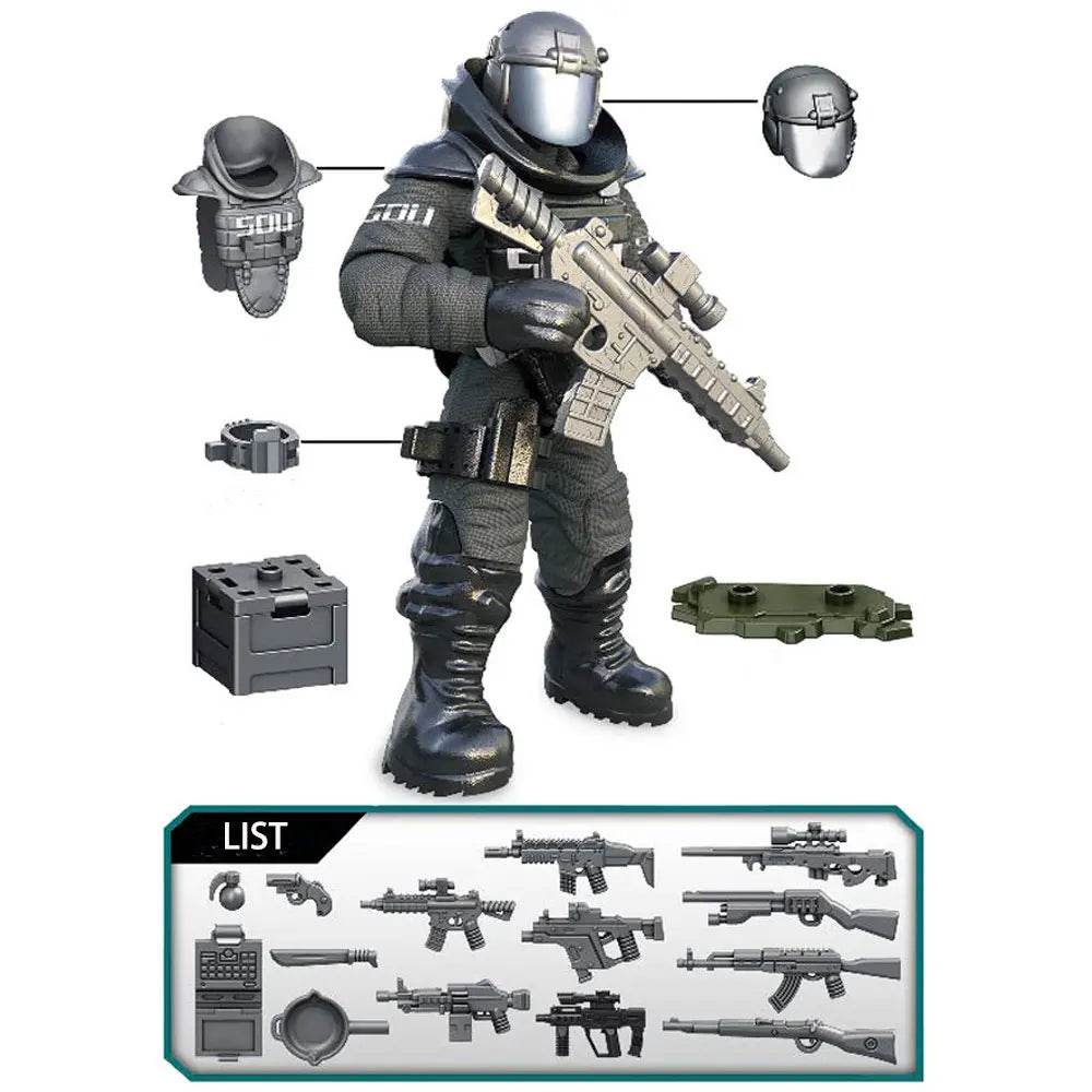 4pcs Set WW2 Army Military Soldiers SWAT Special Force Figures - ToylandEU