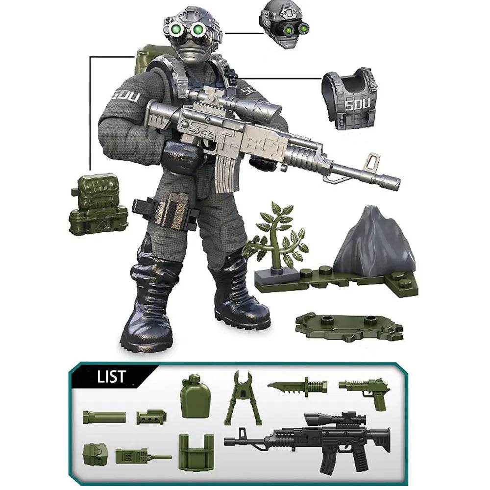 4pcs Set WW2 Army Military Soldiers SWAT Special Force Figures - ToylandEU