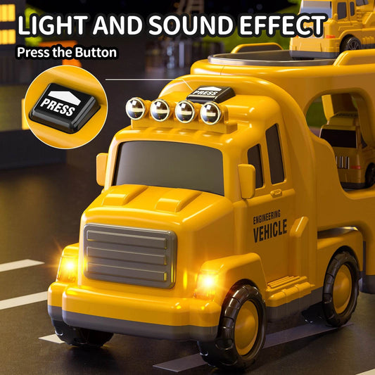 5-in-1 Construction Vehicle Transport Truck Carrier Toy - Perfect Gift for Kids, Boys, and Girls - ToylandEU