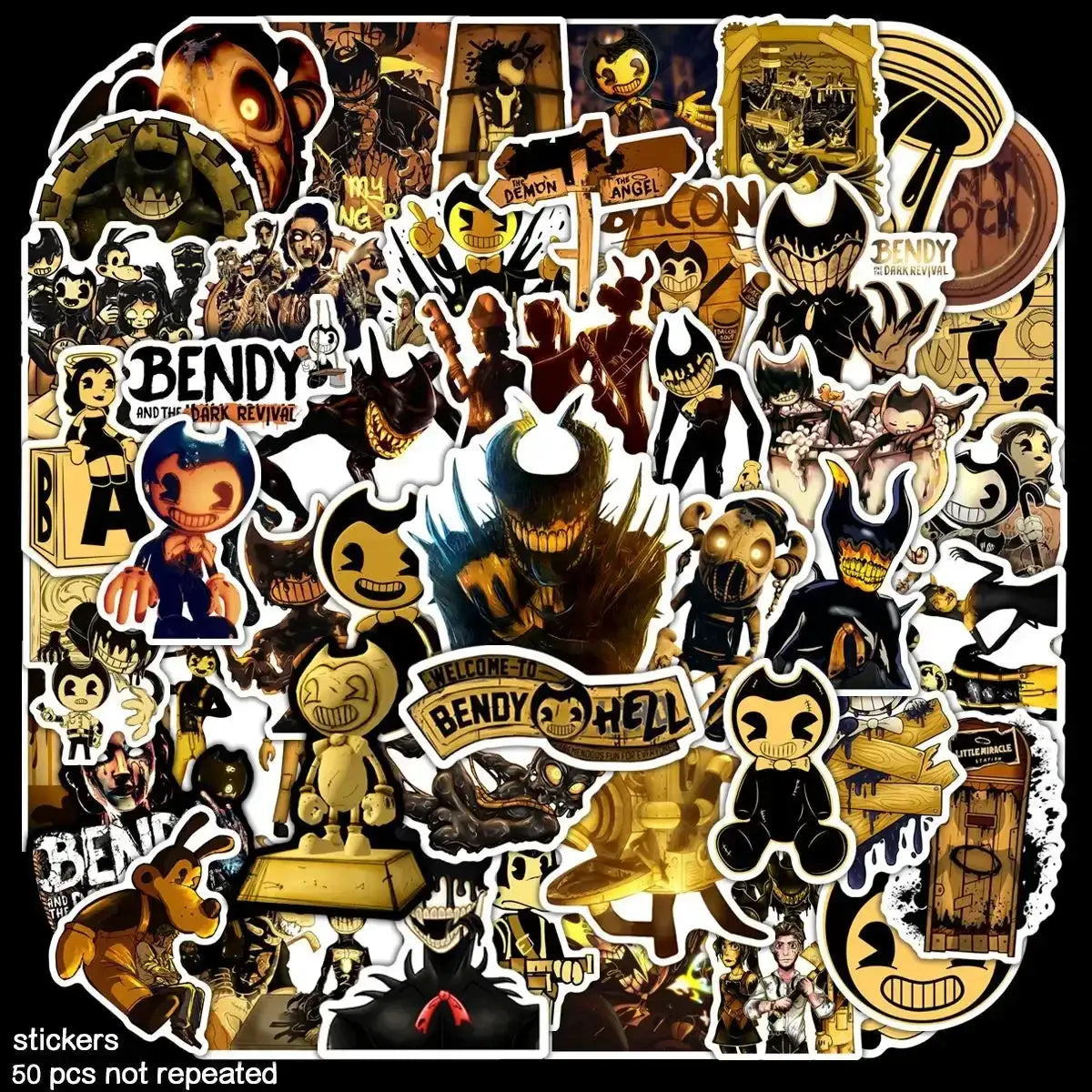 50 Pack Bendy Graffiti Stickers For Laptops And Water Bottles - ToylandEU