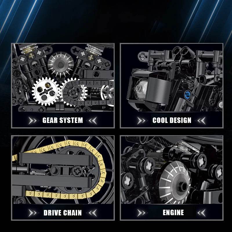 500+Pcs Super Racing Dark Motorcycle Building Block Set - ToylandEU